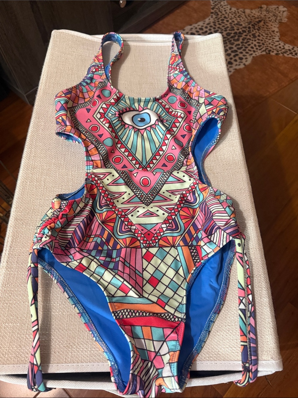 Women Multicolor Aztec-Print Evil Eye One-Piece Swimsuit